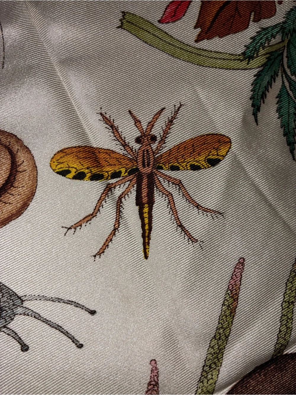 1960’s vintage Gucci Green Botanical Print Silk Scarf, xl 34”